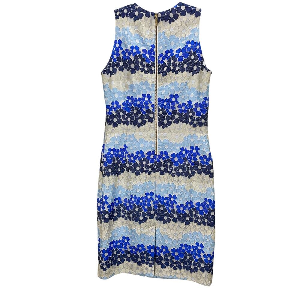 Sara Campbell Sleeveless Sheath Dress Blue Floral Textured Size 8 Boutique Y2K - Picture 3 of 12